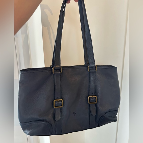 Frye Handbags - Frye Authentic Leather Blue Shoulder Tote with Brass Buckles